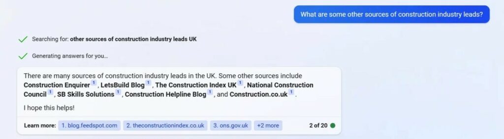 What's some other sources of construction industry leads? Google Bard response