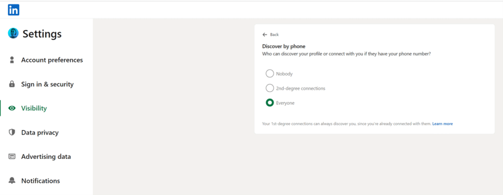 Who can connect with your LinkedIn profile if they have your phone number?